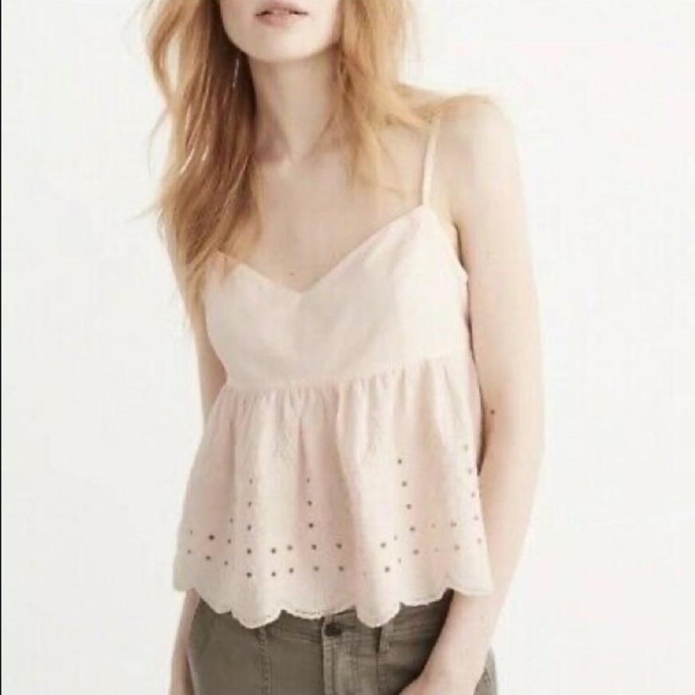 Abercrombie & Fitch Pink Embroidered Babydoll Cami